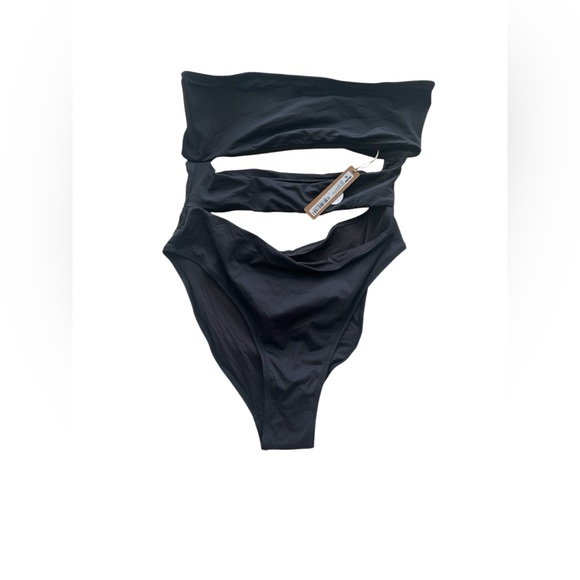 SKIMS Signature Swim Strapless Cut Out Monokini in the color Onyx (black) L NWT - Picture 3 of 8